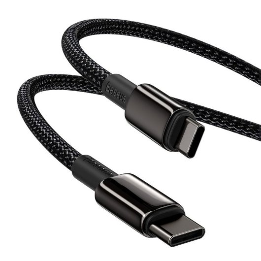 Cable USB-C Baseus Tungsten Gold 1m 100W PD, nylon, transferencia 480 Mbps, zinc