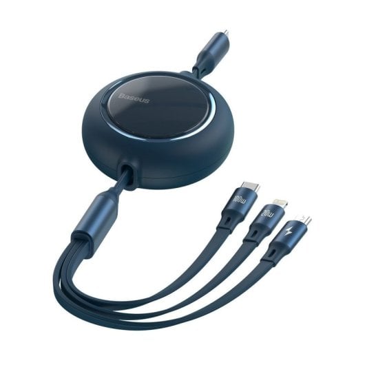 Cable Baseus 3 en 1 Micro USB/USB-C/Lightning 1.2m Reforzado Ajustable 100W Carga Rápida