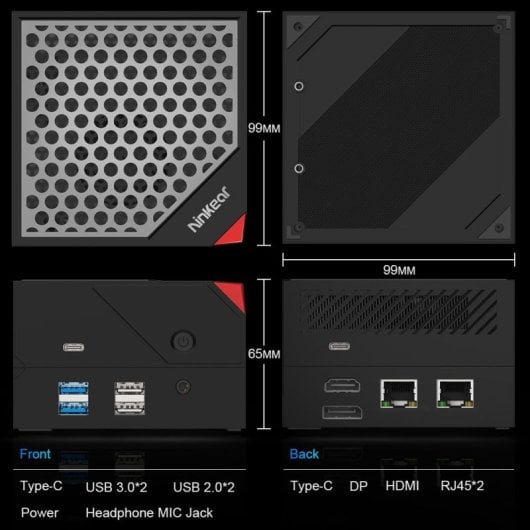 Ninkear MBOX 6 Mini-PC AMD Ryzen 5 6600H 16 GB 512 GB SSD WiFi 6 Windows 11