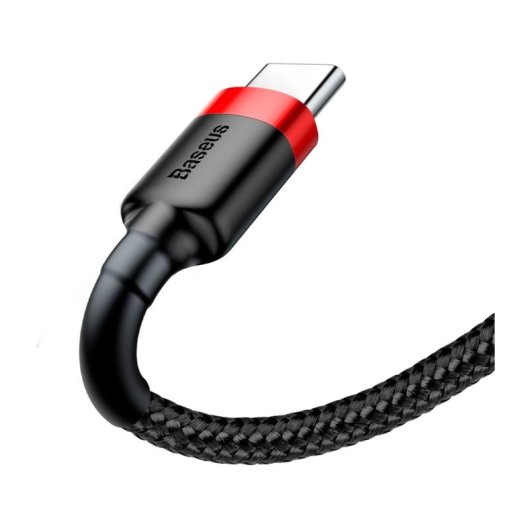 Cable Baseus Cafule USB-A a USB-C 2m Nylon Reforzado Negro/Rojo 2A 480Mbps