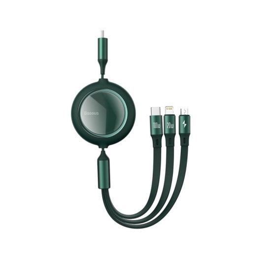 Baseus CAMLC-AMJ03 Cavo USB-C/Micro USB/Lightning 3 in 1 1,2 m 100 W Verde