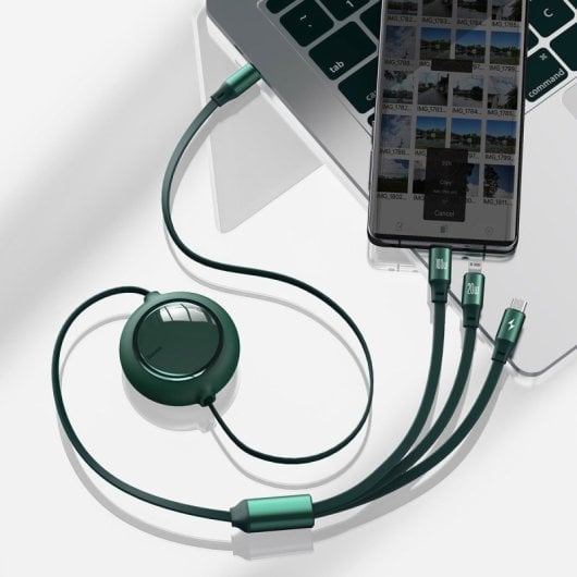 Baseus CAMLC-AMJ03 Cavo USB-C/Micro USB/Lightning 3 in 1 1,2 m 100 W Verde