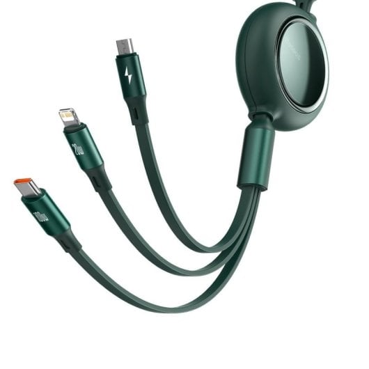 Baseus CAMLC-AMJ03 Cavo USB-C/Micro USB/Lightning 3 in 1 1,2 m 100 W Verde