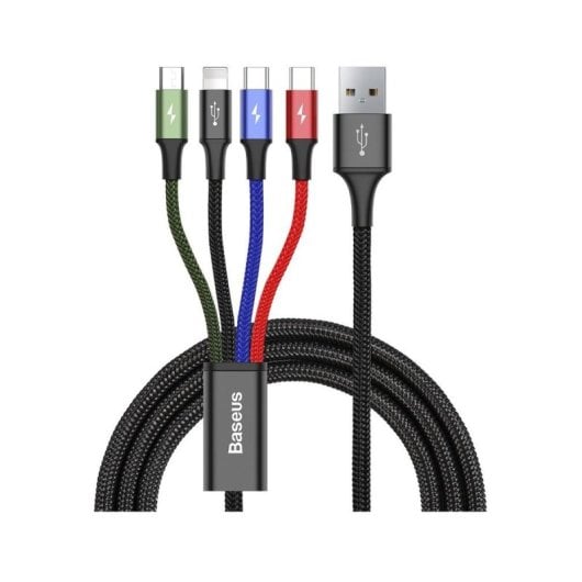 Cable de datos Baseus CA1T4-B01 4 en 1 USB A Lightning Micro USB Carga rápida 1,2m Negro
