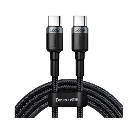 Cable Baseus Cafule USB-C USB-C 100W 2m Reforzado Nylon Negro carga rápida