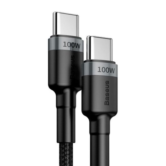 Cable Baseus Cafule USB-C USB-C 100W 2m Reforzado Nylon Negro carga rápida