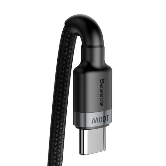 Cable Baseus Cafule USB-C USB-C 100W 2m Reforzado Nylon Negro carga rápida