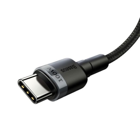 Cable Baseus Cafule USB-C USB-C 100W 2m Reforzado Nylon Negro carga rápida