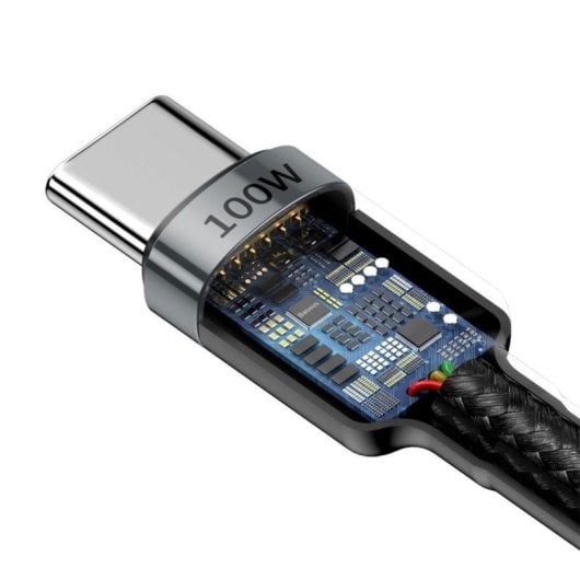 Cable Baseus Cafule USB-C USB-C 100W 2m Reforzado Nylon Negro carga rápida