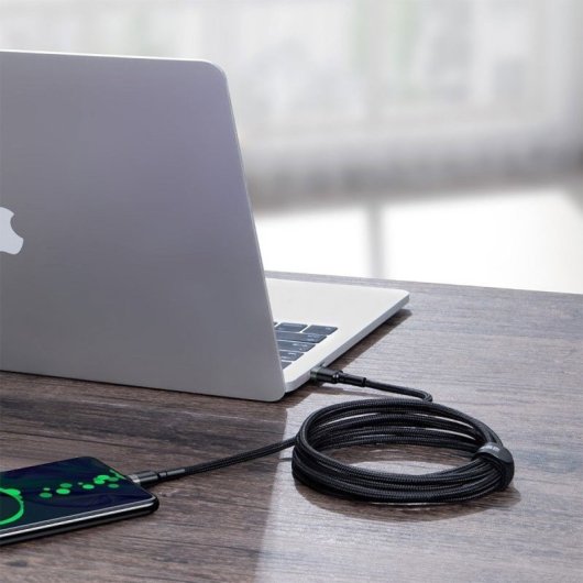 Cable Baseus Cafule USB-C USB-C 100W 2m Reforzado Nylon Negro carga rápida