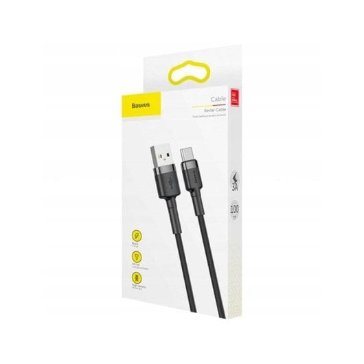 Kabel Baseus CATKLF-BG1 1m USB-A auf USB-C 3A Geflochten Schwarz