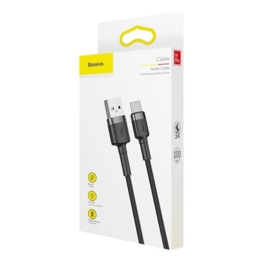 Kabel Baseus CATKLF-BG1 1m USB-A auf USB-C 3A Geflochten Schwarz