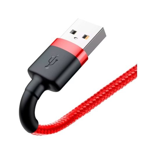 Cable Baseus Cafule 1m USB A a Lightning 2.4A Trenzado Nylon Negro Rojo