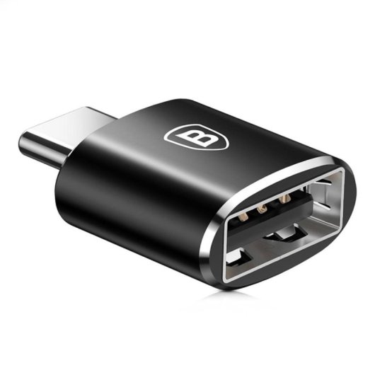 Adaptador Baseus USB a USB Tipo-C Negro transferencia alta compatibilidad OTG