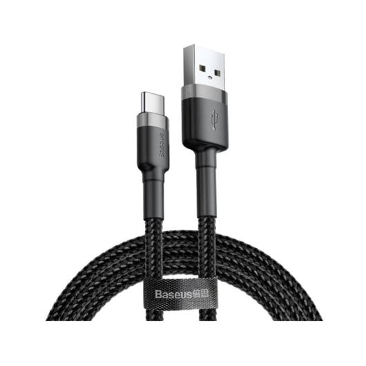 Cable USB Baseus CATKLF-CG1 2m USB A USB C Negro/Gris 2A Trenzado Reforzado