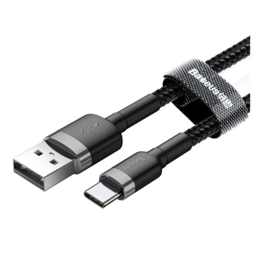 Cable USB Baseus CATKLF-CG1 2m USB A USB C Negro/Gris 2A Trenzado Reforzado