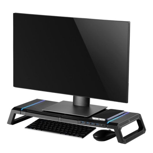 Soporte monitor Ewent EW1268 Negro 4 USB 3.0 RGB aAcho Ajustable Cajón Organizador