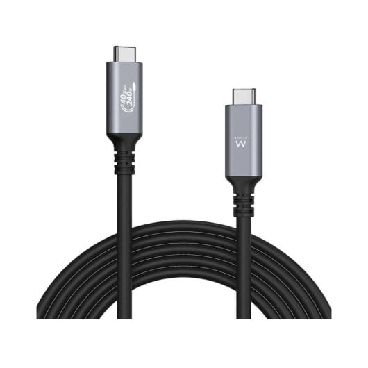 Cable Ewent EC1070 USB4 Thunderbolt 4 40Gbps 240W 1m Negro Chip E-Marker
