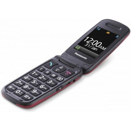 Móvil Panasonic KX-TU446EXR con tapa, teclas grandes, Bluetooth, batería larga duración, rojo