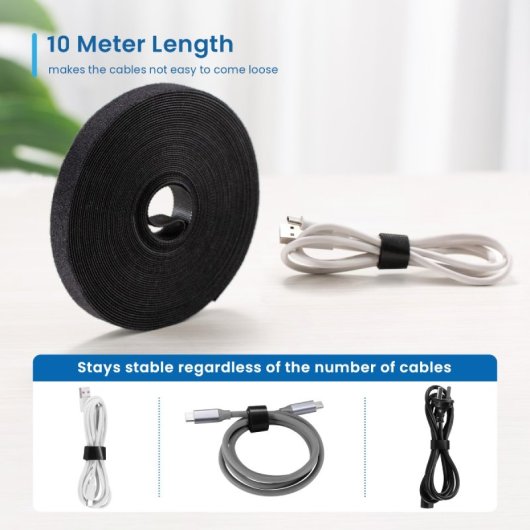 Organizador de cables Ewent EW1563 Velcro nylon 10m x 15mm negro reutilizable multiusos