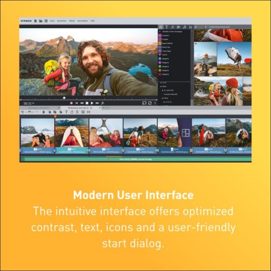 Logiciel Magix Photostory Deluxe, code de téléchargement, effets IA, clé chromatique, multilingue