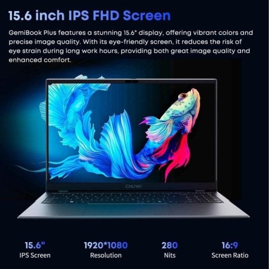 Ordinateur portable Chuwi Gemibook Plus 15,6" Intel N150 16GB 512GB SSD UHD Windows 11