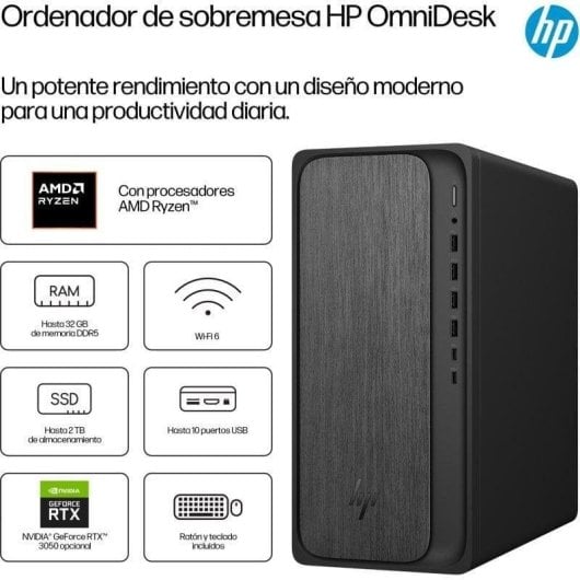 HP OmniDesk Desktop M02-0005ns AMD Ryzen 7 16GB 1TB SSD Radeon FreeDOS Wi-Fi 6