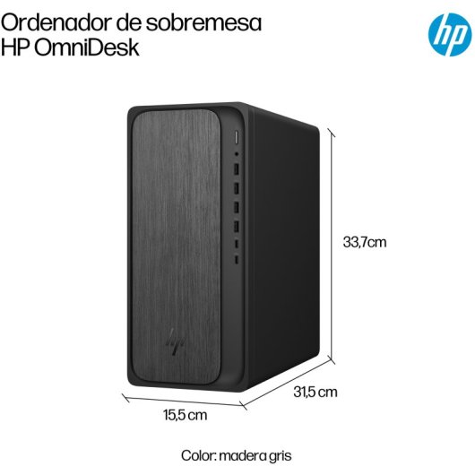 HP OmniDesk Desktop M02-0005ns AMD Ryzen 7 16GB 1TB SSD Radeon FreeDOS Torre Wi-Fi 6