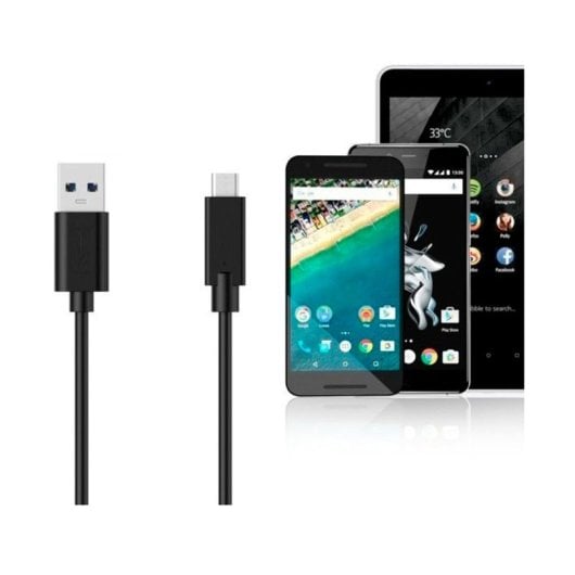 Cable de datos Ewent EC1042 USB-A a USB-C 1m USB 3.2 Negro