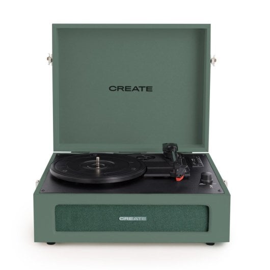 Tocadiscos Create Vintage Maletín Bluetooth 3 Velocidades MP3 Grabación USB SD 6W