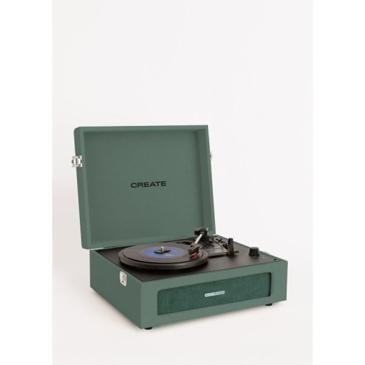 Tocadiscos Create Vintage Maletín Bluetooth 3 Velocidades MP3 Grabación USB SD 6W