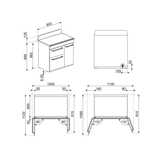 Cocina Smeg Victoria TR93IBL2 inducción 2 hornos Vapor Clean 90x60 cm negro