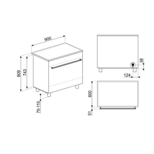 Fogão Smeg Symphony C9IMX2 5 zonas Indução, Forno Multifunções 115L Aço Inoxidável