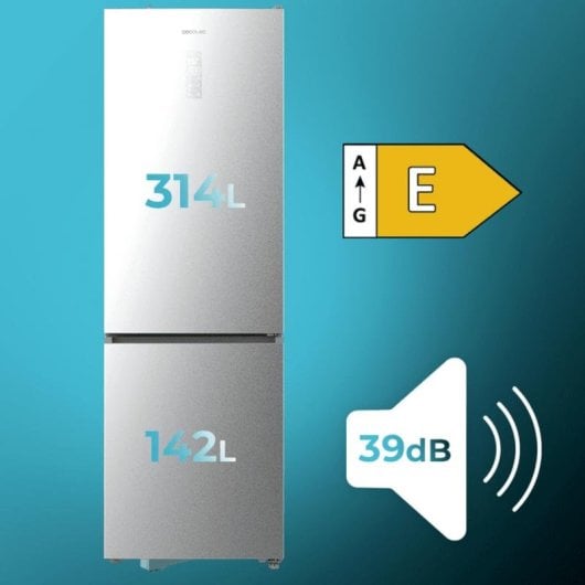 Frigorífico Combi Cecotec Bolero CoolMarket Combi 456 Total No Frost 201cm 456L E Inox Display