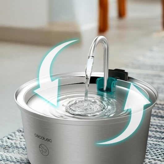 Fuente automática Cecotec Pumba 3200 Refresh Inox acero inoxidable 3,2L cascada filtro alto rendimiento