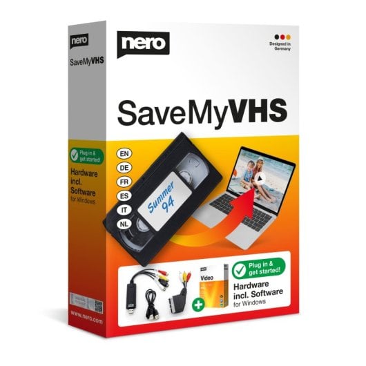 Capturadora de Vídeo Nero SaveMyVHS Digitalización VHS, Vinilo y Cassette USB Windows