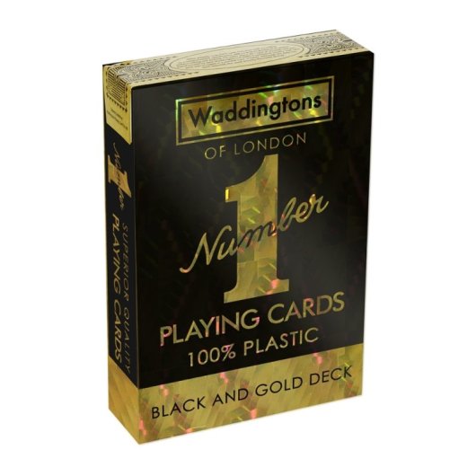 Cartas de jogar Waddingtons nº 1 Winning Moves pretas e douradas com design elegante, detalhes dourados e alta durabilidade