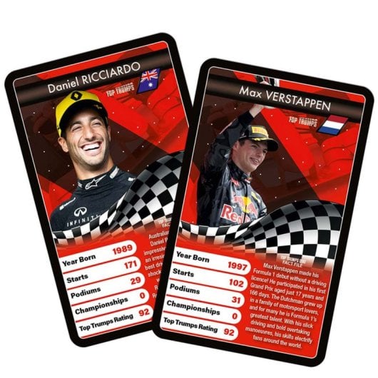 Jogo de cartas "Movimentos Vencedores", "Top Trumps Grand Prix" e curiosidades sobre Fórmula 1