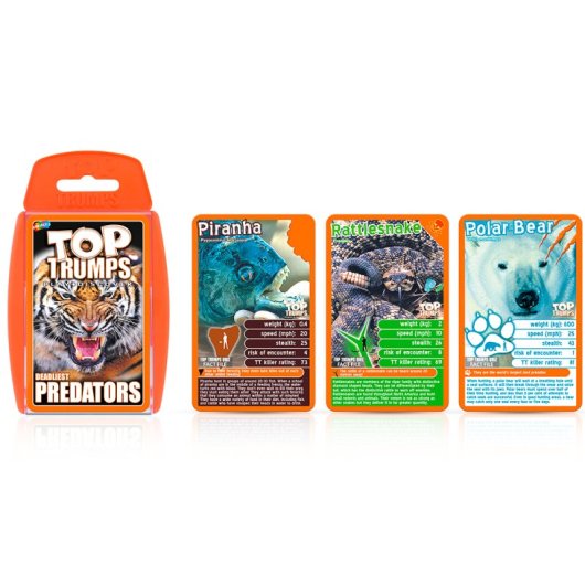 Movimentos Vencedores: Jogo de Cartas Top Trumps Predators - Arte Detalhada de Fã