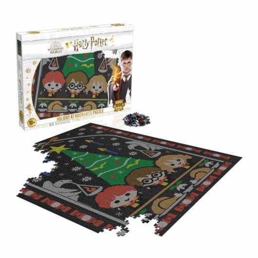 Puzzle de 1000 peças "Férias em Hogwarts" com ilustração de Natal de Harry Potter