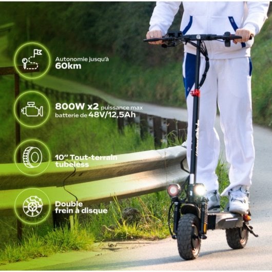 Patinete eléctrico UrbanGlide 25km/h 60km de autonomía 1600W doble motor suspensión total
