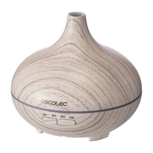Humidificador Cecotec 300ml madera ultrasónico LED 7 colores temporizador 6h aromaterapia