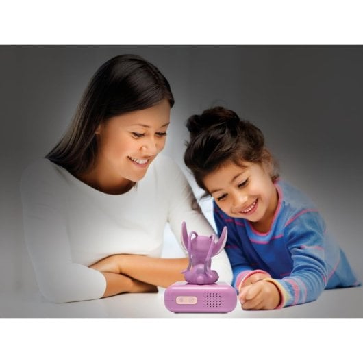 Reloj despertador Disney Ángel pantalla LCD táctil, 6 sonidos Stitch, luz nocturna, pilas AA