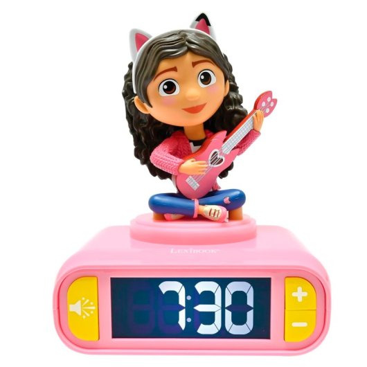 Despertador Lexibook Gabby?s Dollhouse Luz Nocturna, 6 Sonidos, Pantalla LCD, Pilas AA