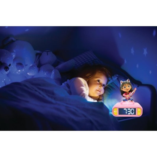 Despertador Lexibook Gabby?s Dollhouse Luz Nocturna, 6 Sonidos, Pantalla LCD, Pilas AA
