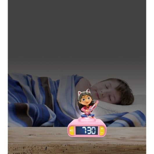 Despertador Lexibook Gabby?s Dollhouse Luz Nocturna, 6 Sonidos, Pantalla LCD, Pilas AA