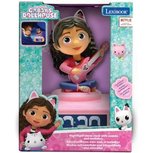 Despertador Lexibook Gabby?s Dollhouse Luz Nocturna, 6 Sonidos, Pantalla LCD, Pilas AA