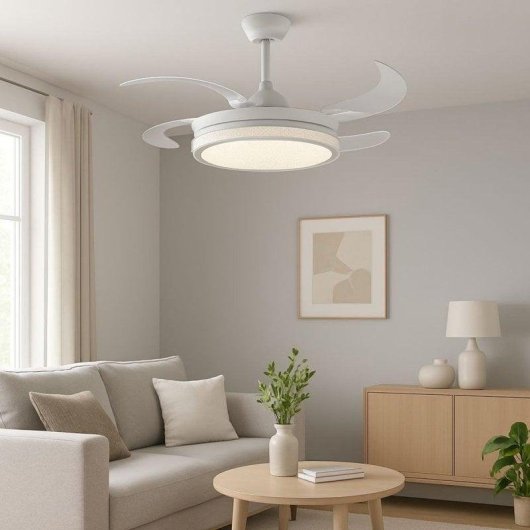 Ventoinha de Teto com Luz Klack 30W 106cm 6 Velocidades Pás Retráteis Ultra Silenciosa Comando