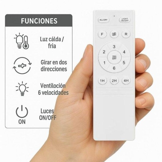 Ventoinha de Teto com Luz Klack 30W 106cm 6 Velocidades Pás Retráteis Ultra Silenciosa Comando