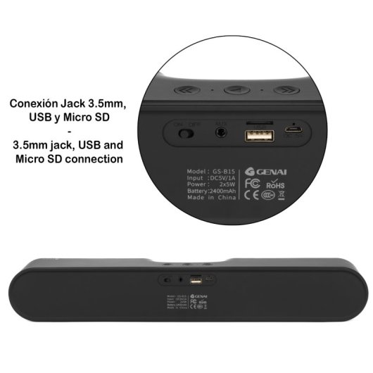 Dam Electronics YSW05/GS-B15 Soundbar Bluetooth 5.0 10W Batteria integrata USB/Micro SD